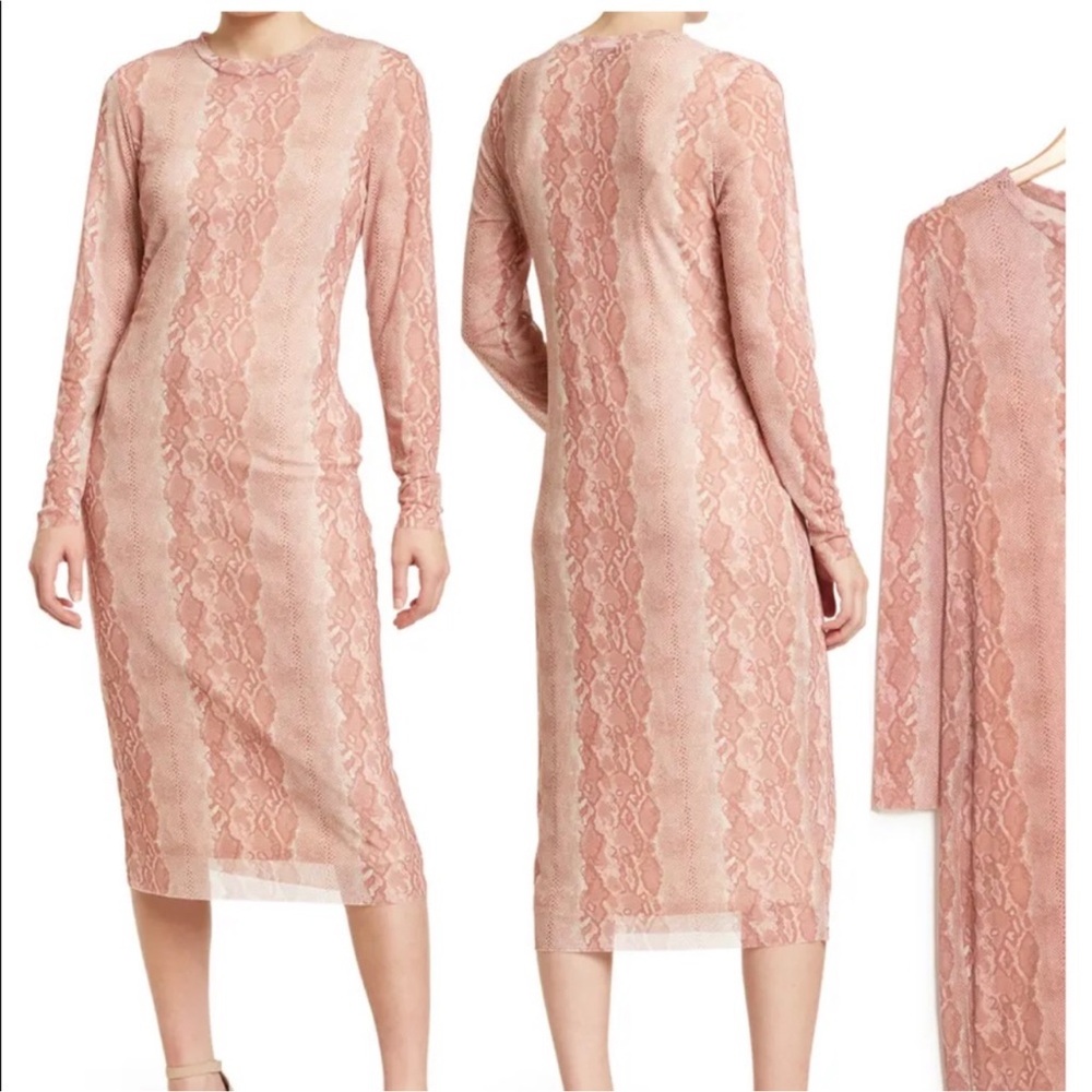 AFRM Snake-print long sleeve swim coverup dress